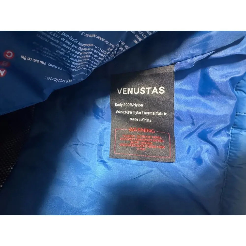 NWT Venustas 2038 Puffer Vest Womens M Blue Nylon Lined Full Zip Holder Pocket - Picture 8 of 13